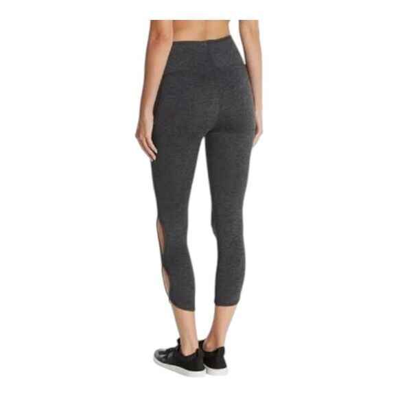 NEW Free People Movement Medium Gray Black Cropped Leggings Cutouts Athleisure - Picture 2 of 13